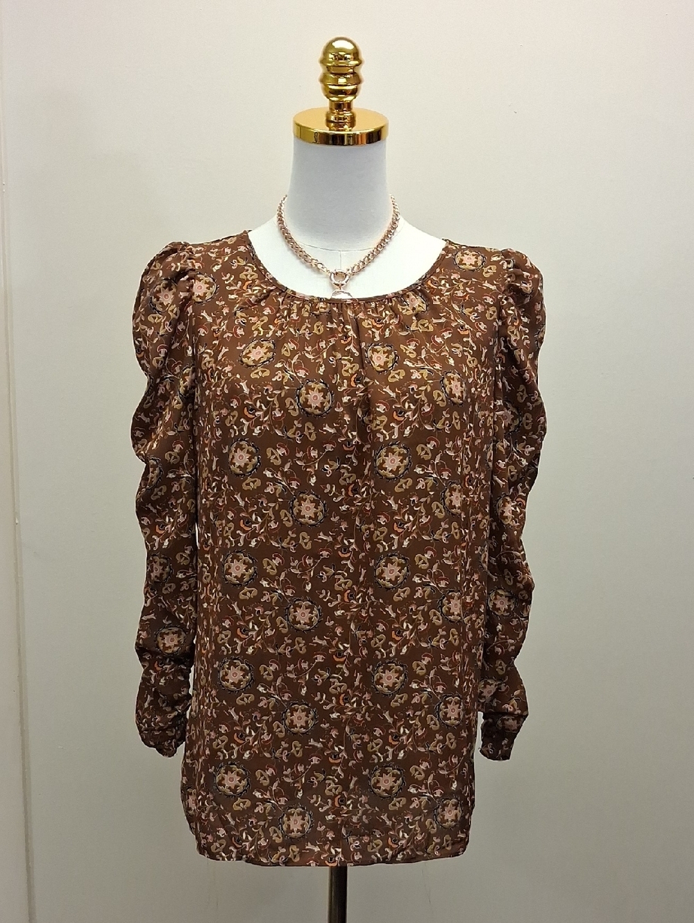 Max Studio Floral Puff Sleeve Blouse Size Small Boho